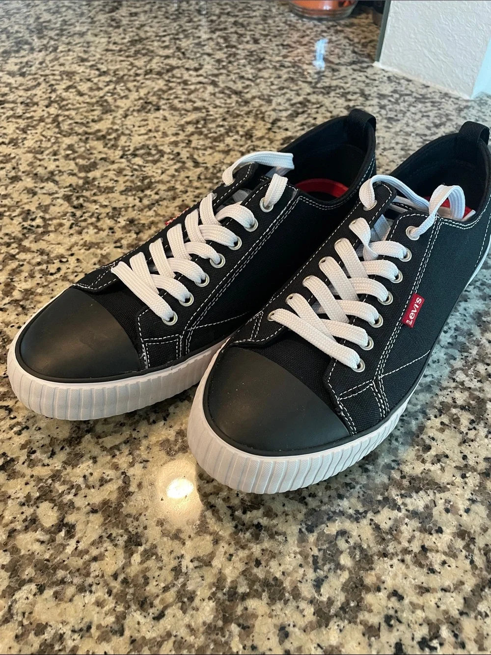 Levi's Men's Black Canvas Low-Top Sneakers with White Laces